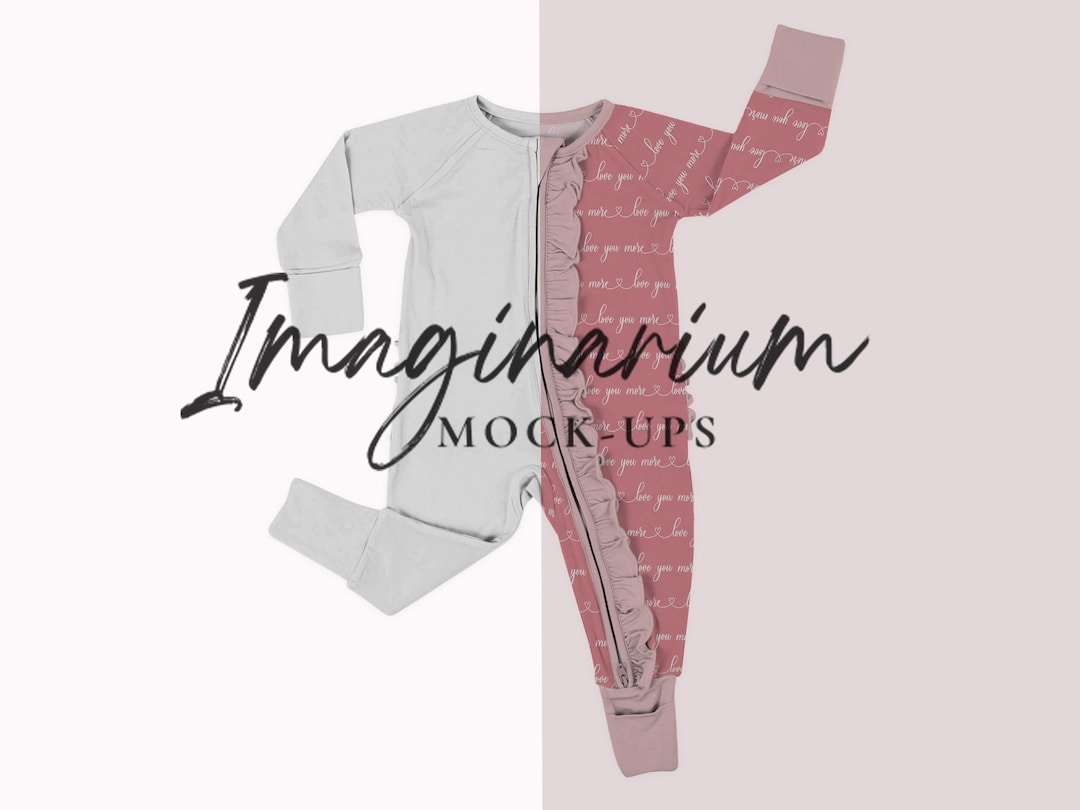 Ruffle Zipper Sleeper Mock Up, Zippered Romper, Baby Pajama Mockup ...
