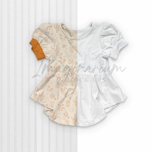 Puff Sleeve Peplum Mock Up, Short Sleeve Peplum Realistic Mock-Up, Procreate Customizable Mock-up, Clothing mockups for photoshop