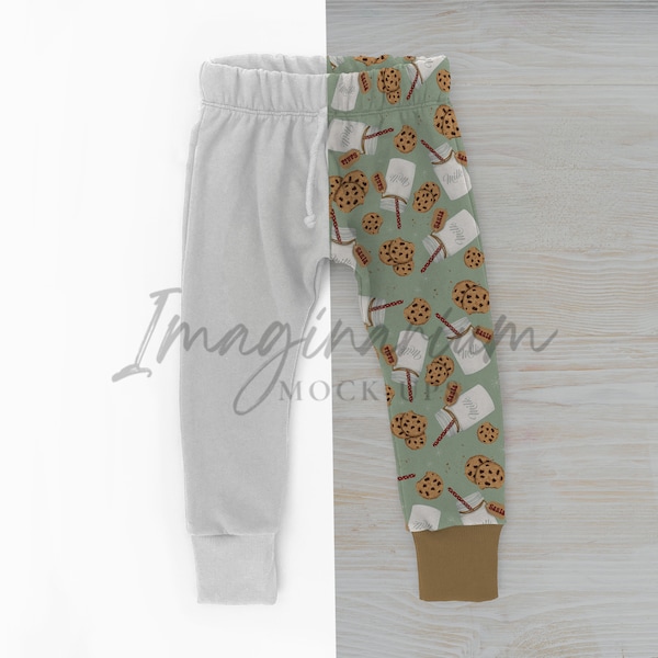 Fold Over Elastic Jogger Pants Mock Up, Playday Pants Mockup, Realistic jogger pants Mock-up, Customizable Photoshop and Procreate Mockup