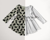Long Sleeve Tofino Dress Mock Up, Circle Skirt Dress Mock-up, Realistic Photoshop mockup, Customizable Clothing Procreate Mock up