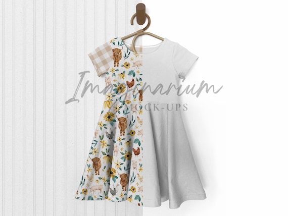 Short sleeve dress MockUp,  Procreate Mockup, Photoshop mockup, Circle Skirt Dress Mock up, Customizable Realistic mockup