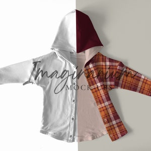 Maquette façon veste, t-shirt à capuche pressionné, maquette réaliste de procréation, maquette Photoshop personnalisable, maquettes de vêtements numériques