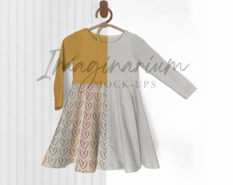 Langarmkleid MockUp, Procreate Mockup, Photoshop Mockup, Tellerrock Kleid Mockup, anpassbares realistisches Mockup