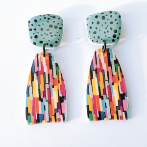 Statement Earrings by Mila Studio • Drop Earrings for Everyday • Birthday Gift for Her • Colourful jewellery • Art Deco Dangle Earrings
