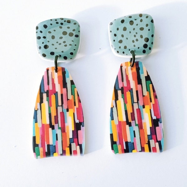 Vibrant Handmade Earrings - Fun Birthday Present Idea - Handmade Dangle Earrings - Colourful earrings - gifts for her - Earring gift ideas