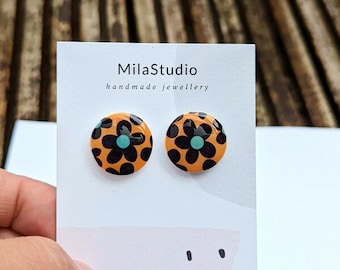 Handmade Clay Flower Stud Earrings: Colorful Resin Jewelry