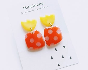 Playful Polka Dot Earrings: Bright Polymer Clay Jewelry