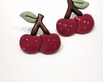 Orecchini a forma di ciliegia placcati in oro 14K, graziosi gioielli di frutta, orecchini ipoallergenici per donna, accessori estivi, regalo kawaii - Italia