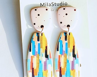 Colourful Polymer Clay Dangle Earrings: Unique Summer Jewelry