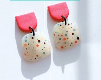 Polka Dot Polymer Clay Earrings: Fun Confetti Dangles