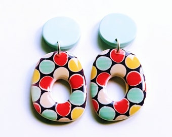 Polka Dot Polymer Clay Earrings: Funky Colorful Jewelry