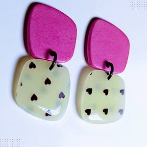 Heart Drop Earrings, Heart Pattern Dangle Jewelry, Y2K Earrings, Eye-Catching Earrings, Funky Cute Jewelry, Gift for Lover, Earrings for Her