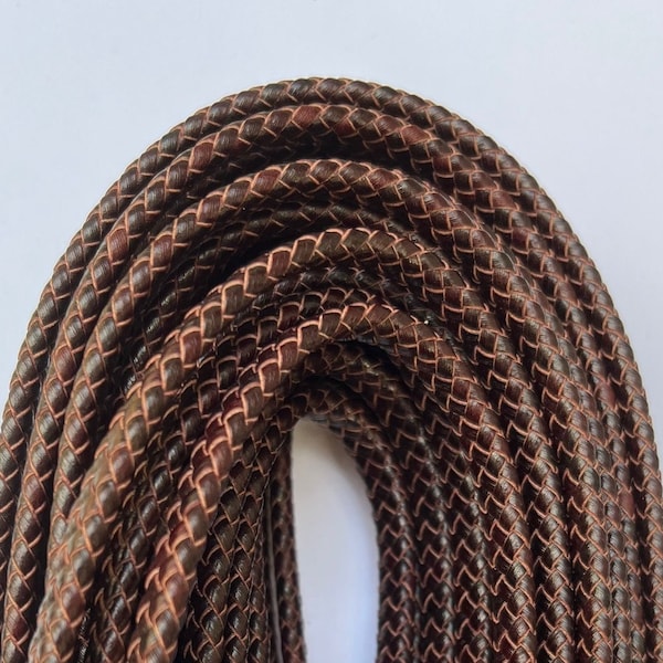 12mm Flat Braided Leather Cord By The Yard