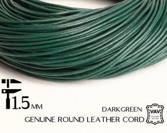 1,5 mm Rund Lederband Dunkelgrün C103