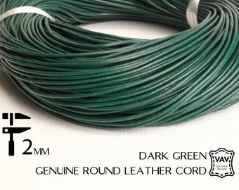 2 mm Rundlederband Dunkelgrün C122