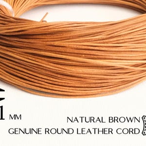 1mm Round Leather Cord Light Brown C151