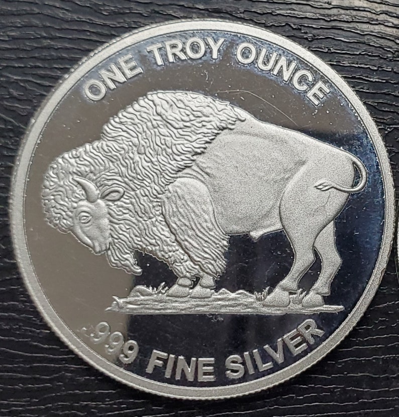 1 Onza Troy .999 Plata Fina Cabeza de India/ Ronda de Búfalo imagen 1