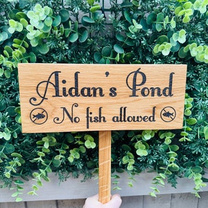 Soild Oak personalised Ground Stake sign/ garden signwords of your Choice you can add a picture to this, Please LOOK at PICTURES for IDEAS image 10