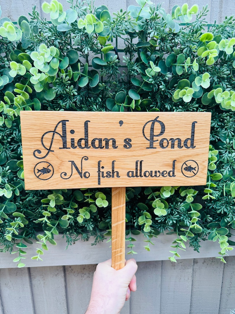 Soild Oak personalised Ground Stake sign/ garden signwords of your Choice you can add a picture to this, Please LOOK at PICTURES for IDEAS image 10