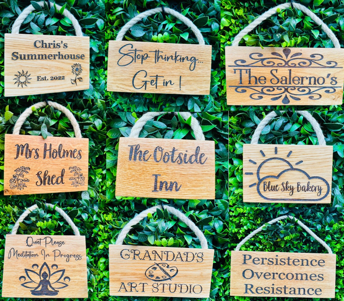 Personalized Laser Engraved Oak Sign: Handmade Custom Words of Your ...