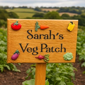 Personalized Solid Oak Allotment Sign: Vegetable Garden Decor