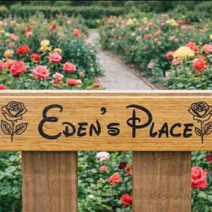 Handmade Laser Engraved Solid Oak Sign: Custom Door, Gate sign, bench sign, Wall sign. Fence sign, house Decor. #Look at Pictures for ideas# image 2