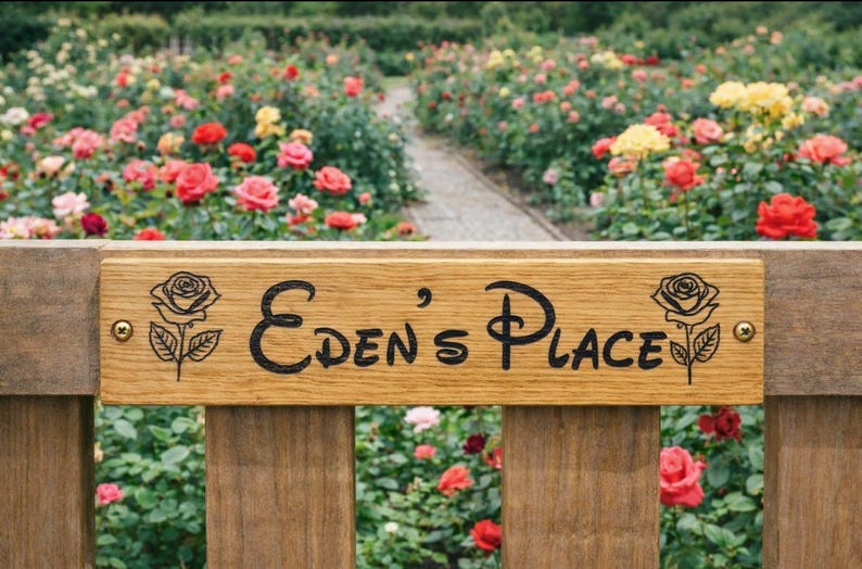 Handmade Laser Engraved Solid Oak Sign: Custom Door, Gate sign, bench sign, Wall sign. Fence sign, house Decor. #Look at Pictures for ideas# image 2