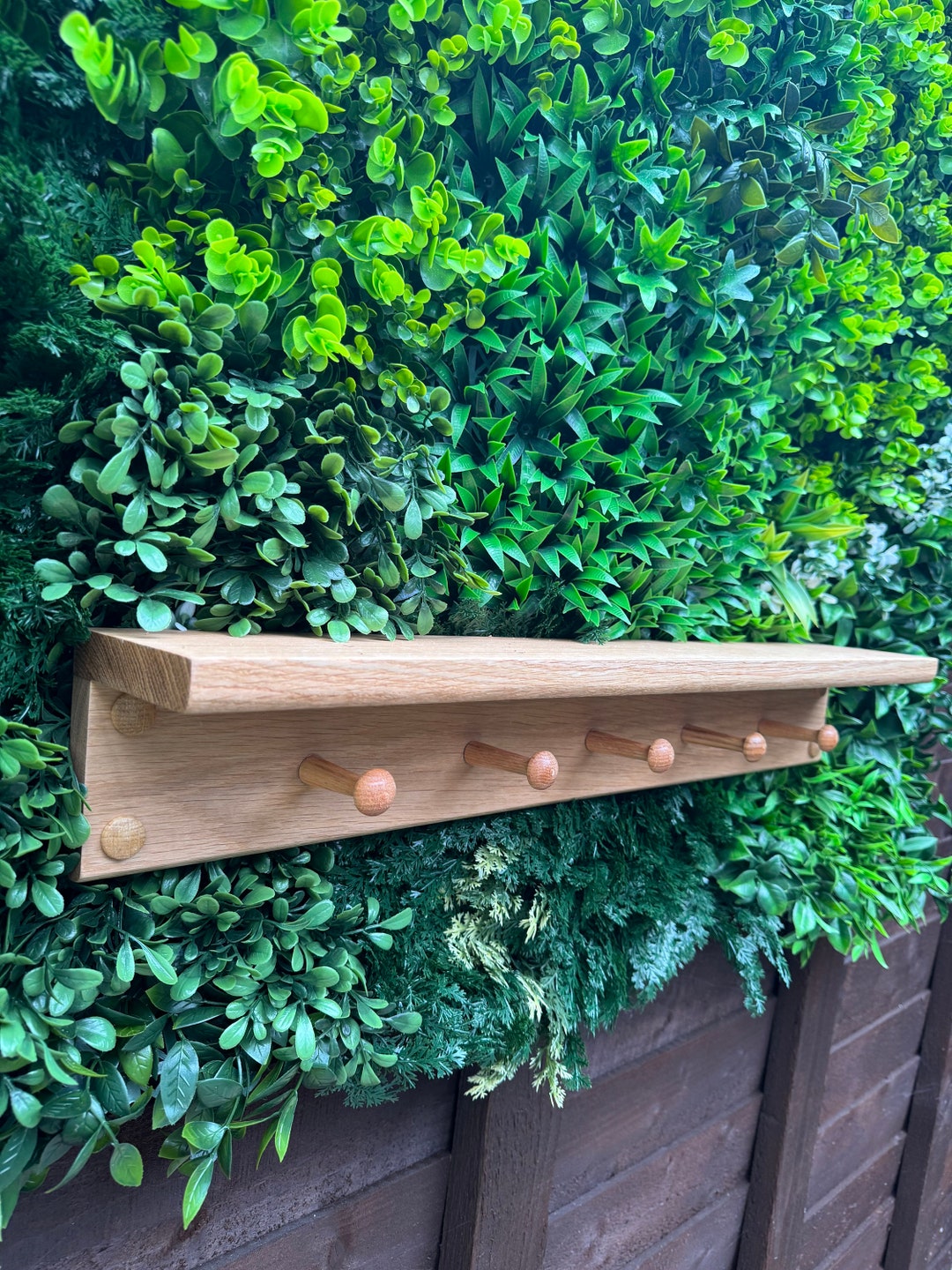 Solid Chunky 20mm Thick Handmade OAK Shaker Peg Shelf/ Oak Coat Rack