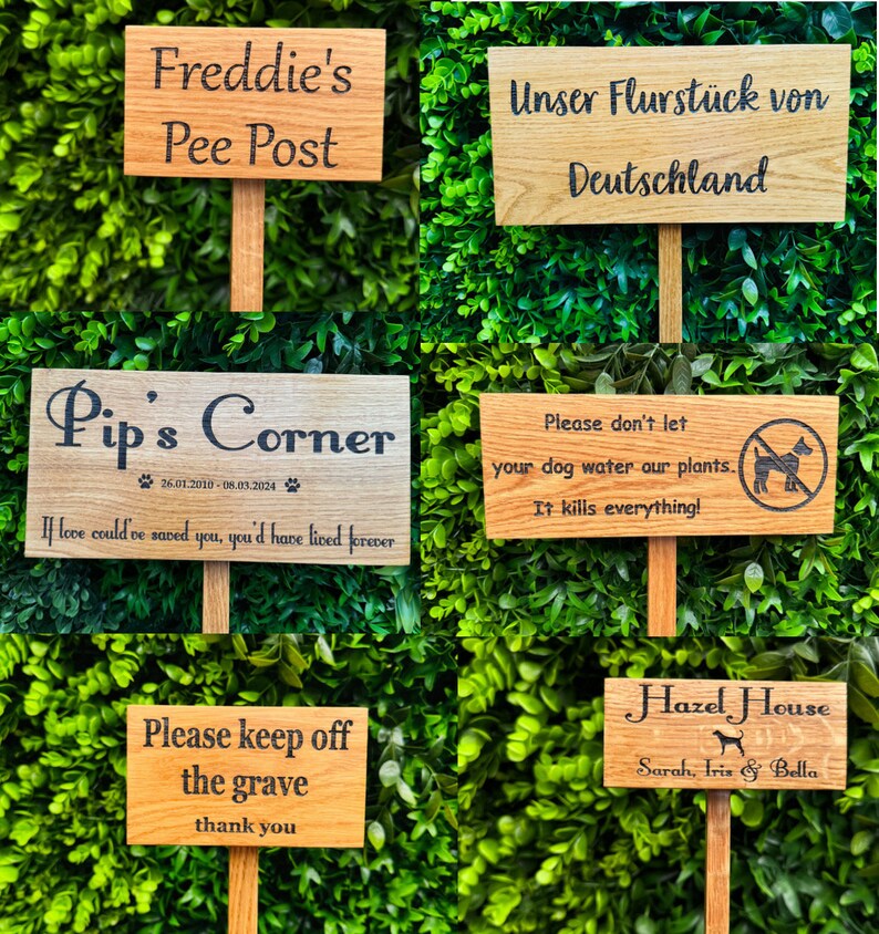 Soild Oak personalised Ground Stake sign/ garden signwords of your Choice you can add a picture to this, Please LOOK at PICTURES for IDEAS image 2