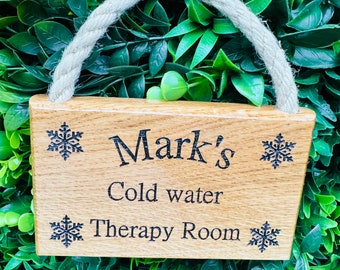 Oak ice Bath sign/Hot and Cold Therapy Sign Wim Hof Method Cold Water Recovery tub sign. fully customisabl (LOOK AT PICTURES for ideas)