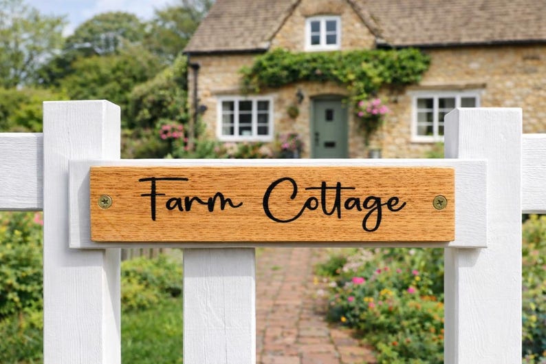 Handmade Laser Engraved Solid Oak Sign: Custom Door, Gate sign, bench sign, Wall sign. Fence sign, house Decor. #Look at Pictures for ideas# image 1