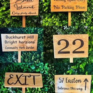 Soild Oak personalised Ground Stake sign/ garden signwords of your Choice you can add a picture to this, Please LOOK at PICTURES for IDEAS image 3