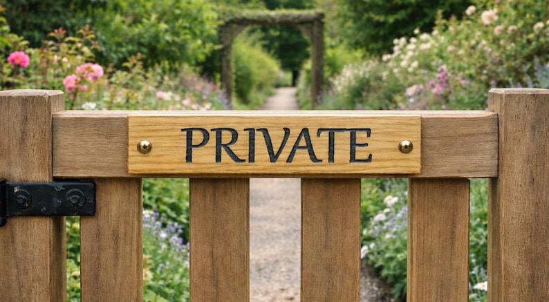 Handmade Laser Engraved Solid Oak Sign: Custom Door, Gate sign, bench sign, Wall sign. Fence sign, house Decor. #Look at Pictures for ideas# image 7