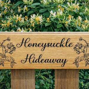 Handmade Laser Engraved Solid Oak Sign: Custom Door, Gate sign, bench sign, Wall sign. Fence sign, house Decor. #Look at Pictures for ideas# image 5