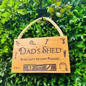 Custom Solid Oak Workshop Sign: Laser Engraved Wood Plaque