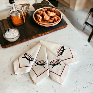 Barbecue Embroidery Napkin | BBQ Lovers ,BBQ Party, Grill Party, Picnic, Special Organization or For Your Home | Set of 4/6 | Gift