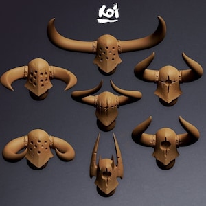 Ravagers of the North - Miniatures heads | 42mm | Custom | Rpg | Tabletop | Wargaming | Warriors | Conversion | kit bashing | Chaos | Helmet