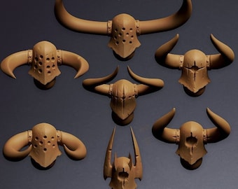 Ravagers of the North - Miniatures heads | 42mm | Custom | Rpg | Tabletop | Wargaming | Warriors | Conversion | kit bashing | Chaos | Helmet