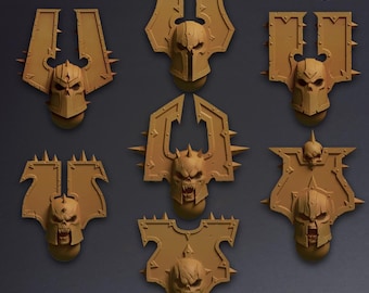 Bloodrunners - Cabezas de miniaturas / 42 mm / Personalizadas / Muerte / Mesa / Wargaming / Mundo / Conversión / Kit bashing / Caos / Casco / Berserk