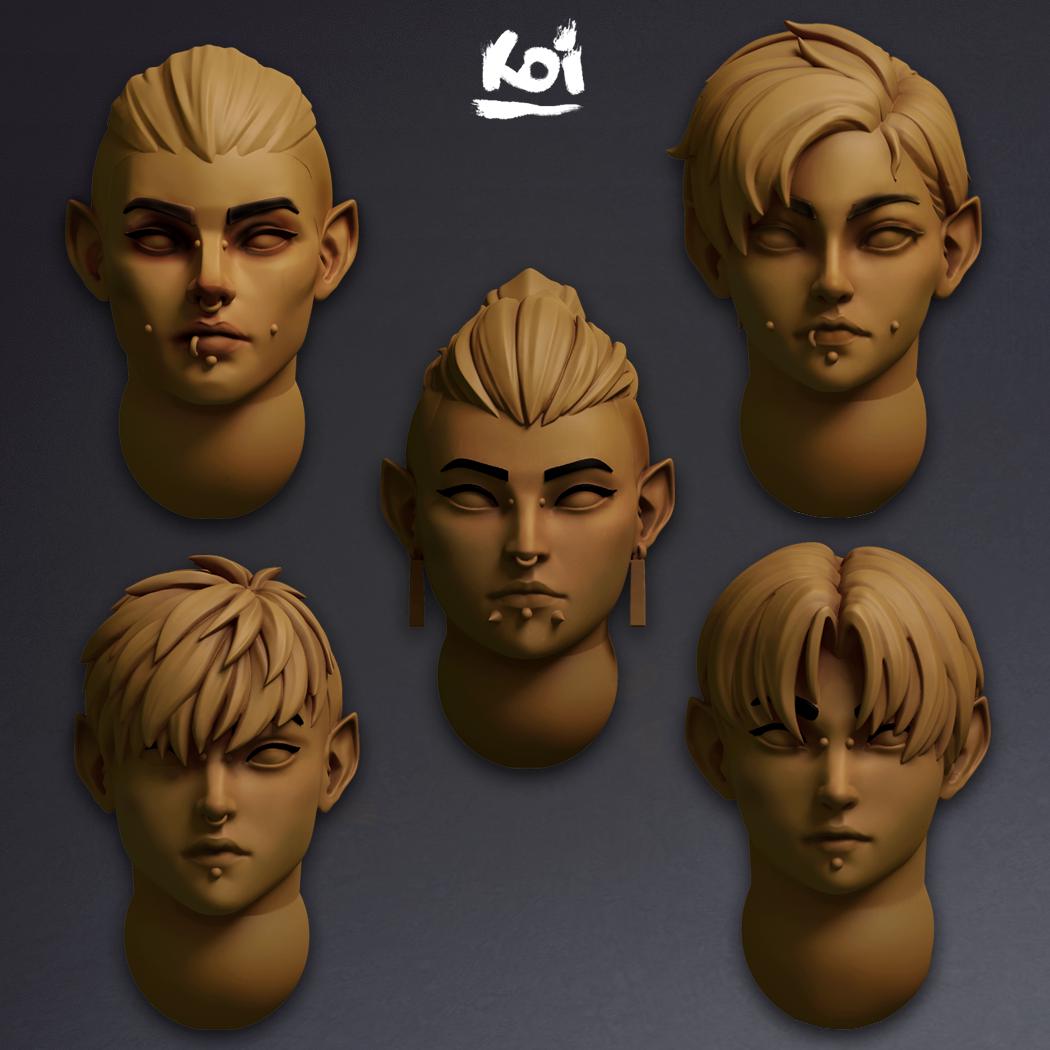 Velvet Blades - Heads Set | 32mm | Empire | Girl | Wargaming | Adept | Dark Elves | kit bashing | Sisters | Bits | khari | 42mm | Goth |