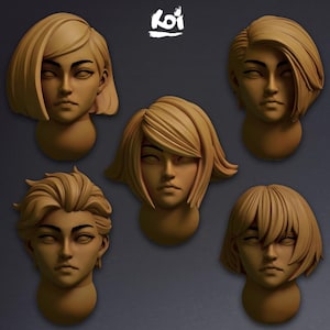 Jade Fangs  - Heads Set | 32mm | Empire | Girl | Wargaming | Adept | Conversion | kit bashing | Sisters | Bits | Old World | 42mm | Anime