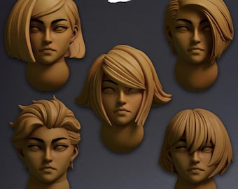 Jade Fangs  - Heads Set | 32mm | Empire | Girl | Wargaming | Adept | Conversion | kit bashing | Sisters | Bits | Old World | 42mm | Anime