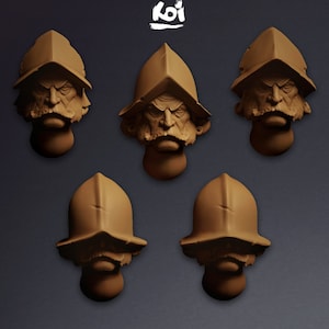 Guildmarch Militia - Infantry Helmets | 32mm | Bits | Fantasy | Wargaming | Empire | Conversion | kit bashing | Old world | City Guard