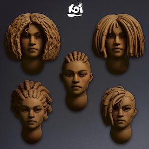 Huntress  - Heads Set | 32mm | Empire | Girl | Wargaming | Adept | Conversion | kit bashing | Sisters | Bits | Old World | 42mm | Space
