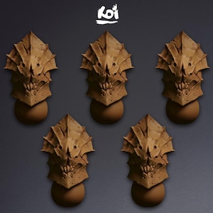 Blighters - 5 Miniatures heads Type 4 | 42mm | Custom | Death | Tabletop | Wargaming | Conversion | kit bashing | Chaos | Helmets | Decay