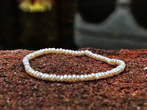 Grey, Silver & White Pearl Elastic Bracelets x 3