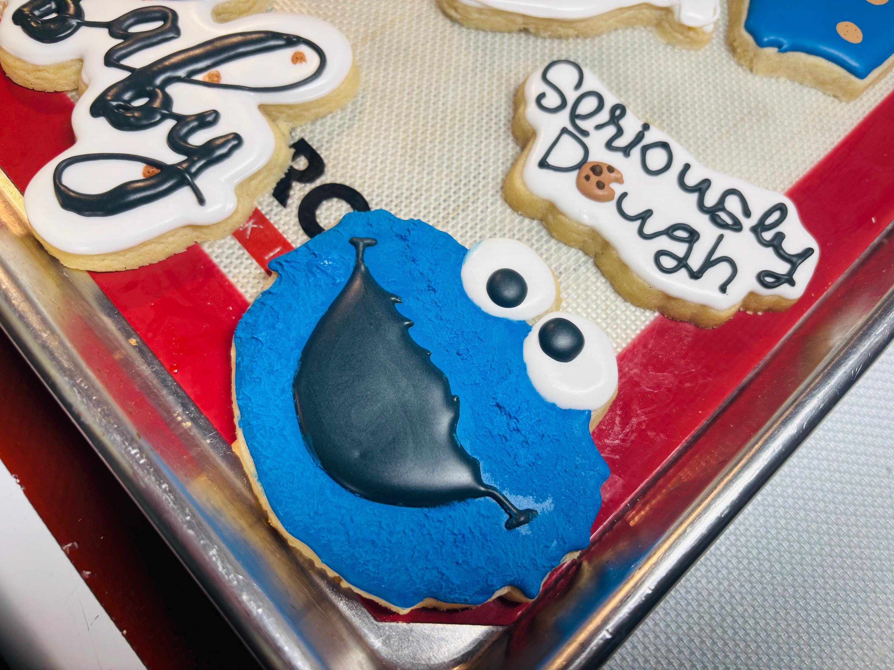 Cookie Monster Baby Shower Cookies  Custom Sugar Cookies for Boy Baby  Shower, Sesame Street Themed Party Favors, Blue Monster Treats (12) - Etsy
