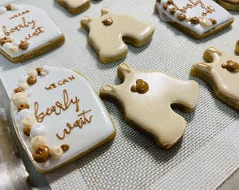 Biscuits We Can Bearly Wait - Cadeaux de naissance ours - Shower de bébé neutre - Biscuits au sucre glacé personnalisés Shower de bébé bébé garçon