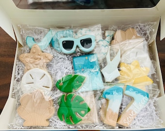 Galletas de Azúcar de Playa – Recuerdos de Fiesta de Verano, Set de Galletas Decoradas