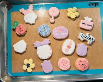 Baby shower floreale per bambina Baby shower Baby in fiore, Baby shower per bambina Biscotti Zuccheri Biscotti personalizzati